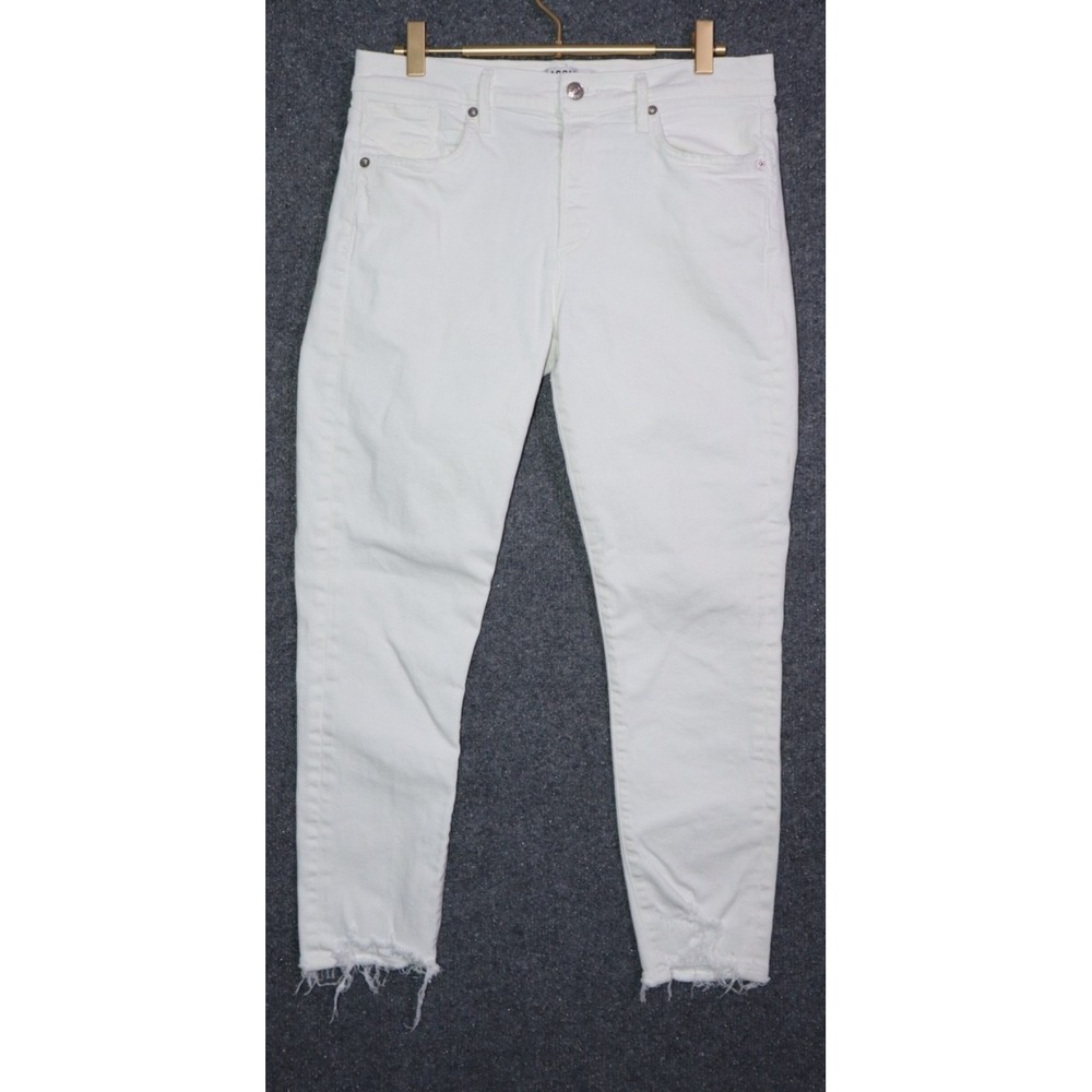 AGOLDE Jeans Women 29 White Sophie High Rise Crop Raw Hem Fringe Skinny HW EUC